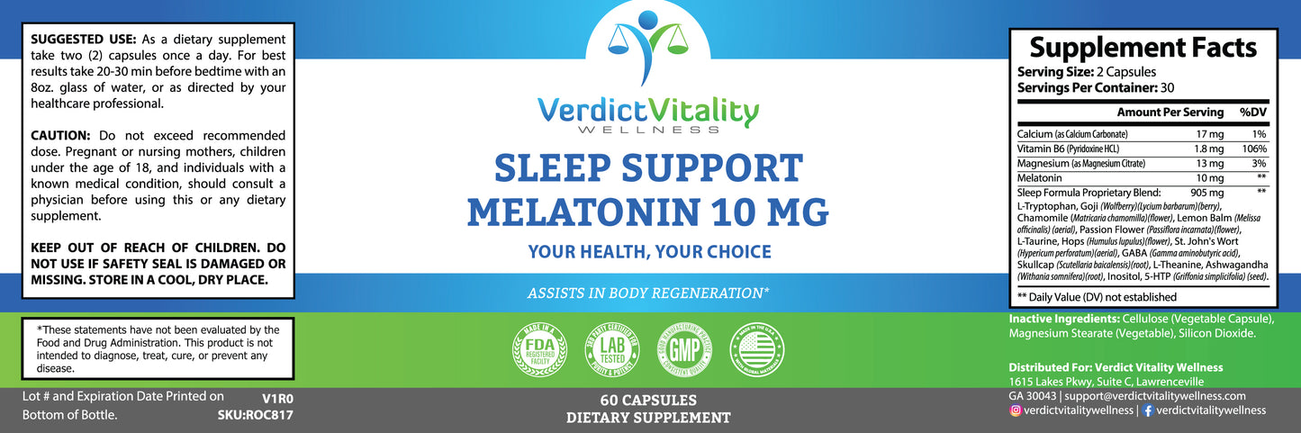 SLEEP SUPPORT MELATONIN 10 MG